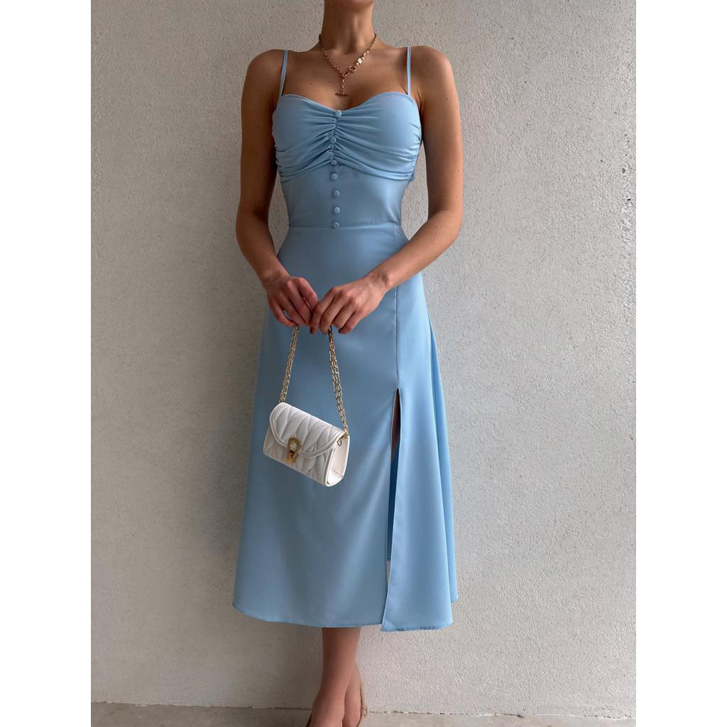 Sultry Summer Mini Dress with Ruched Detailing and a Flattering VNeckline for Effortless Style