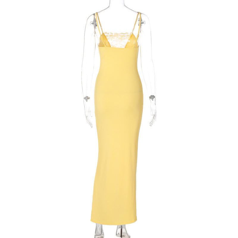 Sleek Maxi Dress with VNeck and Cutout Detail for Women Evening and Party Wear
