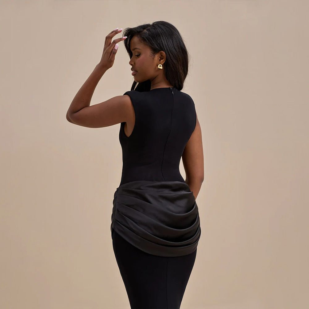 Elegant Sleeveless Maxi Dress Satin Fishtail Design for Formal Events Spring Fashion Essential