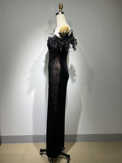 Sultry Black Maxi Dress with Halter Neckline for Evening Parties and Special Occasions