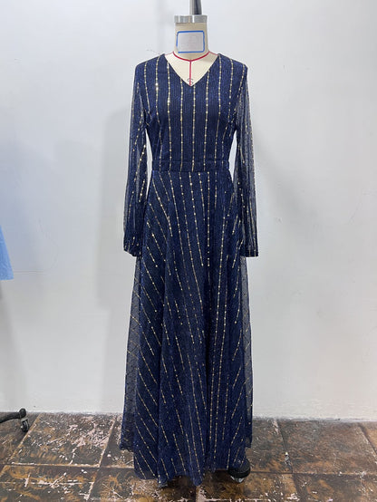 Dazzling Sequin Maxi Dress in Elegant ALine Design for Formal Events and Cocktail Parties