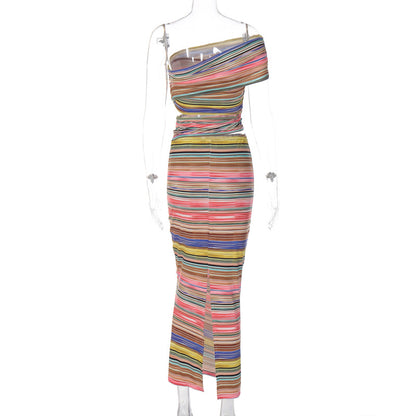 Striped Mini Dress for Women Stylish Summer Outfit with Cutout Back Design