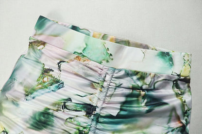 Printed Two Piece Set Long Sleeve Maxi Skirt Outfit Office Fashion for Women