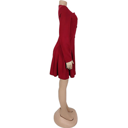Deep VNeck Mini Dress with Ruffled Sleeves Perfect for Spring and Fall Events