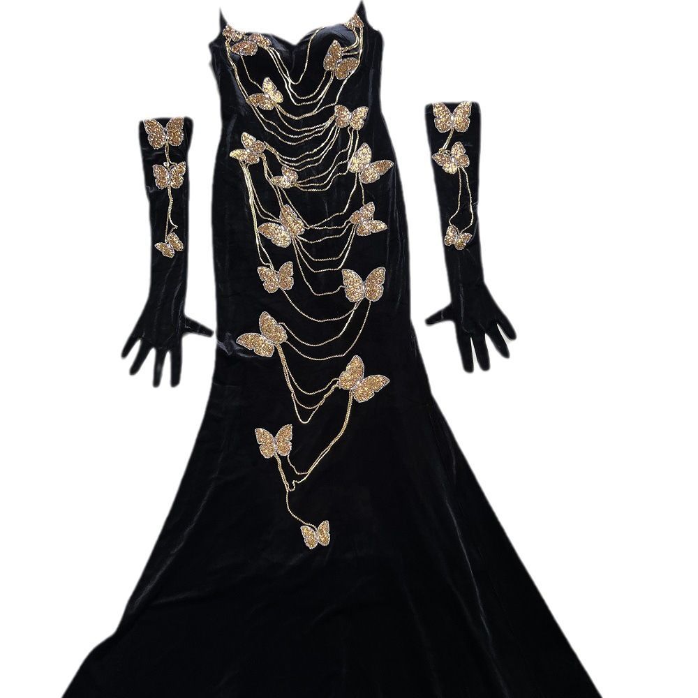 Sleek Black Maxi Dress with Chain Strap Details for Glamorous Evenings Evening Gown