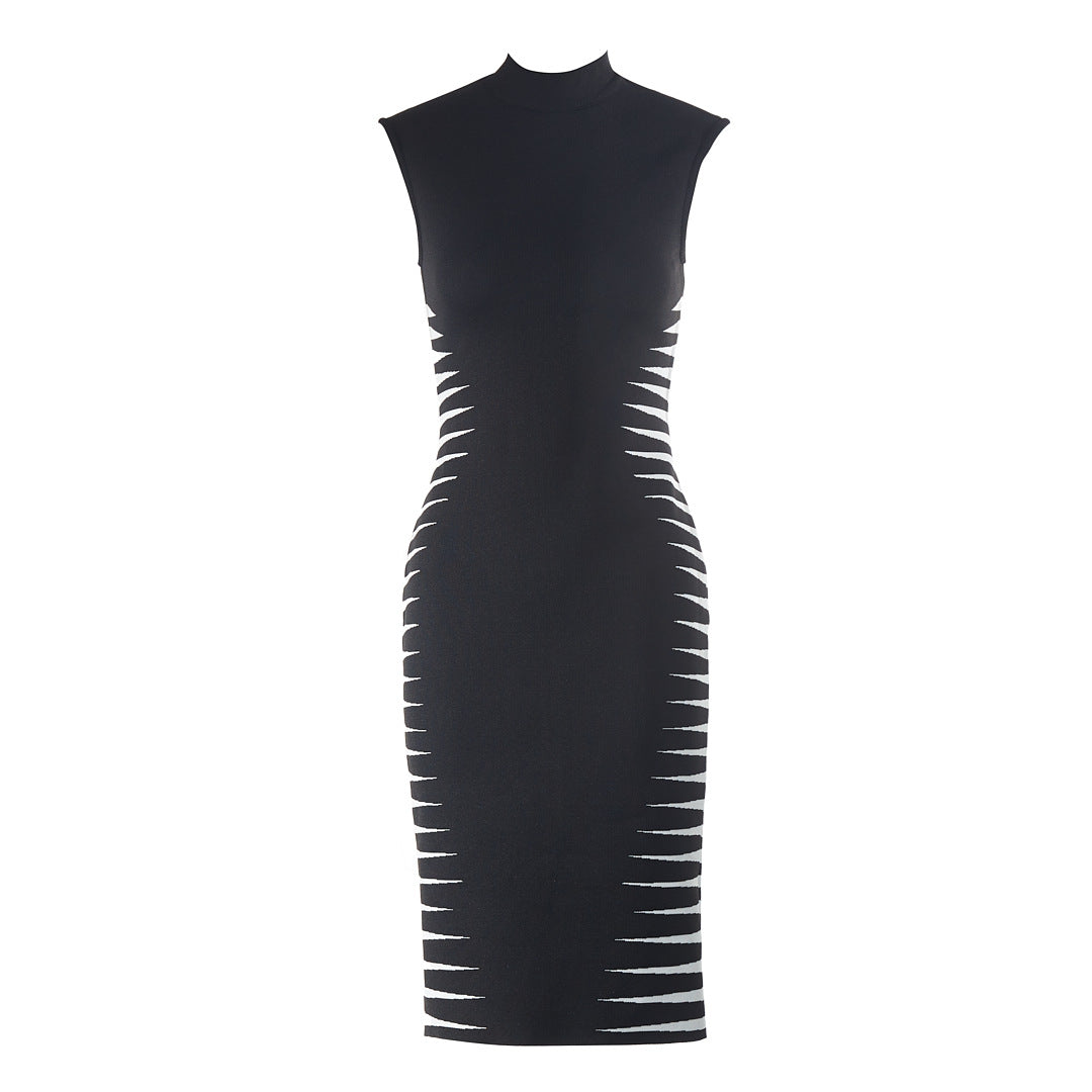 Sleek Black and White Striped Bodycon Dress for Women Summer Fashion Essentials