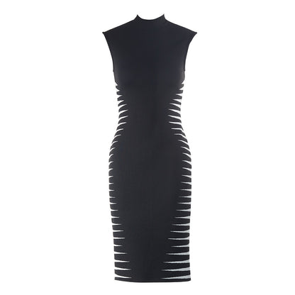 Sleek Black and White Striped Bodycon Dress for Women Summer Fashion Essentials