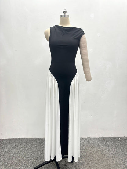 Contrast Color Sleeveless Maxi Dress for Women Elegant Party Outfits Summer Fashion