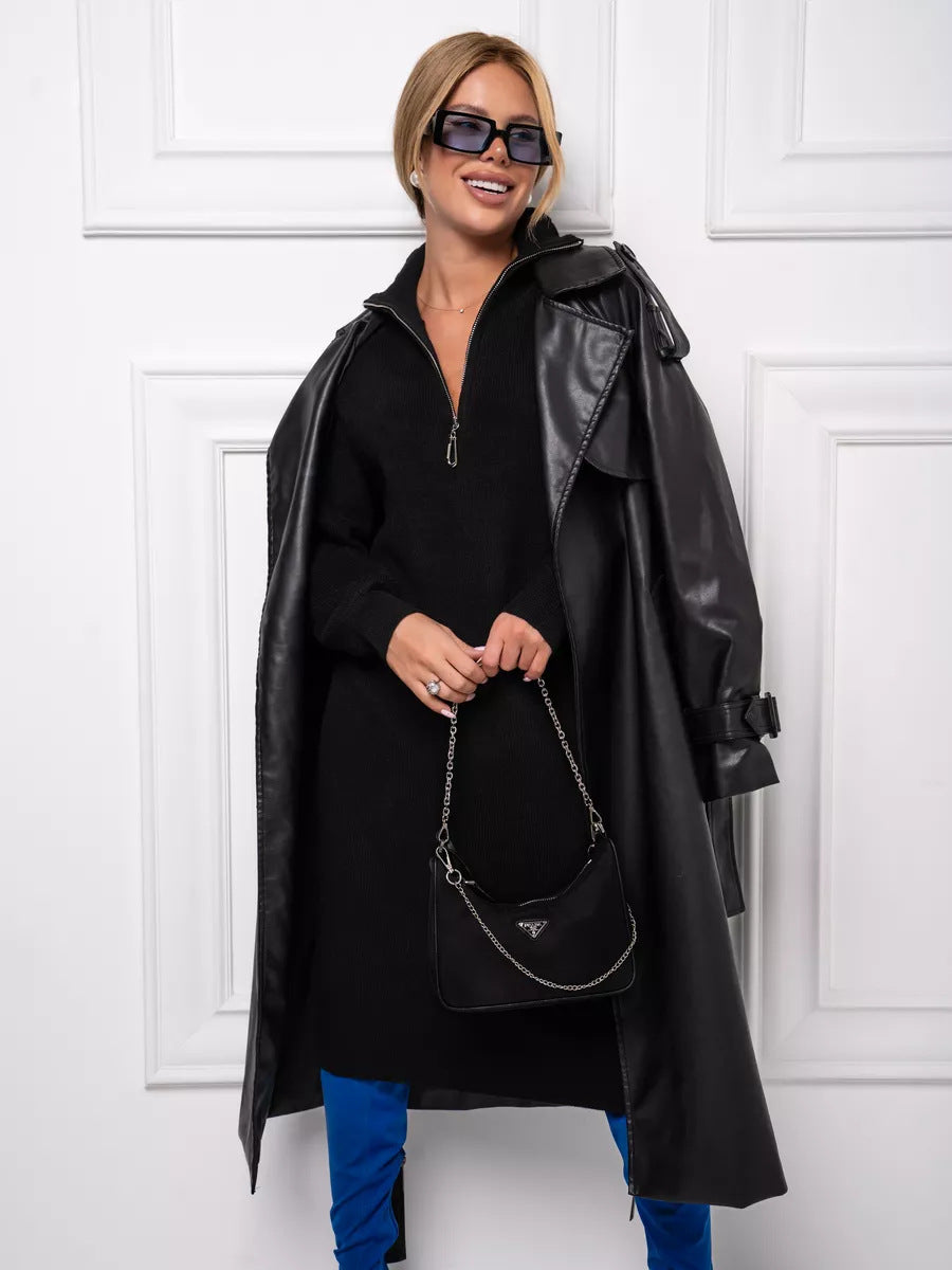 Cozy Chic Knitted Dress Womens Autumn Winter Long Sleeve Midi Dress Simple Versatile Style