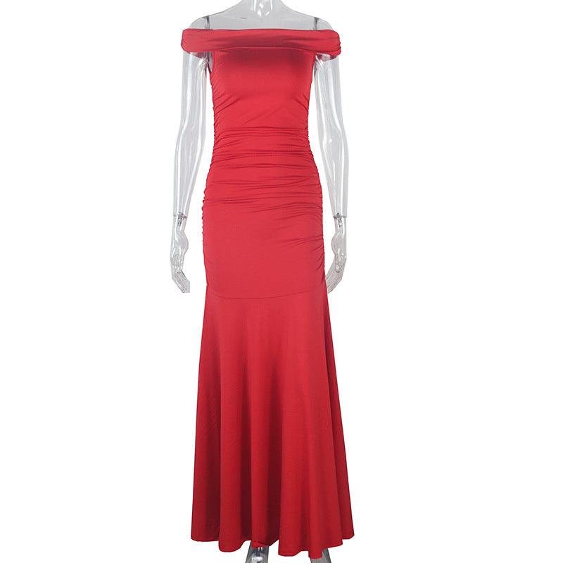Off Shoulder Maxi Dress for Women Slim Fit Evening Gown Party Dress