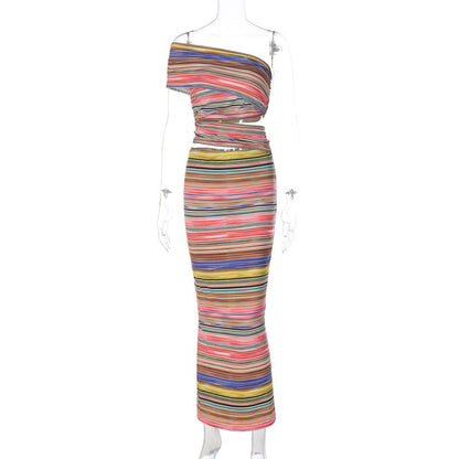 Striped Mini Dress for Women Stylish Summer Outfit with Cutout Back Design
