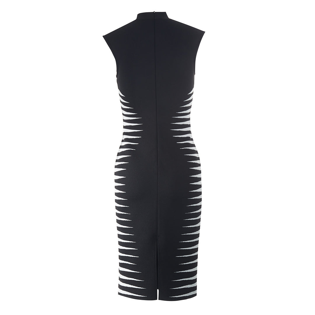 Sleek Black and White Striped Bodycon Dress for Women Summer Fashion Essentials