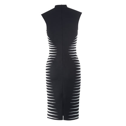 Sleek Black and White Striped Bodycon Dress for Women Summer Fashion Essentials