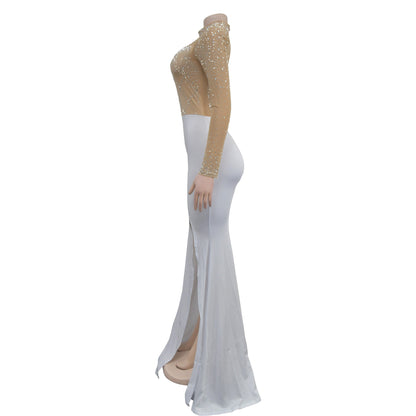 Stand Collar Maxi Dress for Parties Sexy Bodycon Dress Womens Fashion