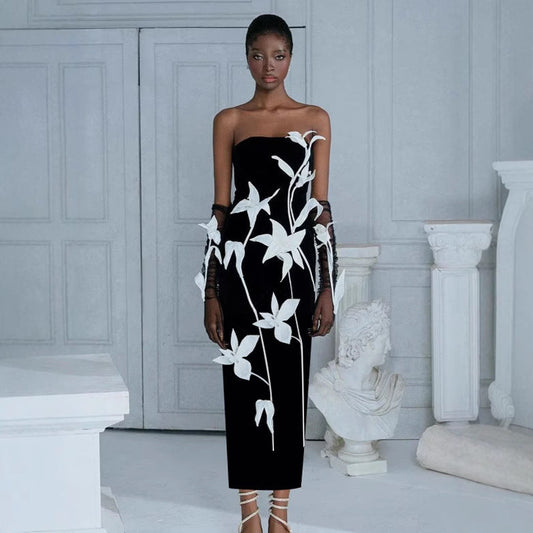 Floral Bodycon Dress for Women Sleeveless Midi Length Evening Party Outfit