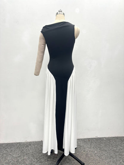 Contrast Color Sleeveless Maxi Dress for Women Elegant Party Outfits Summer Fashion