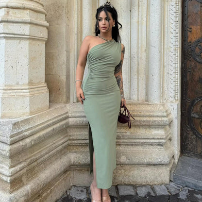 OneShoulder Maxi Dress Embrace Summer Style with a Bodycon Silhouette and Split Detail Formal Wear