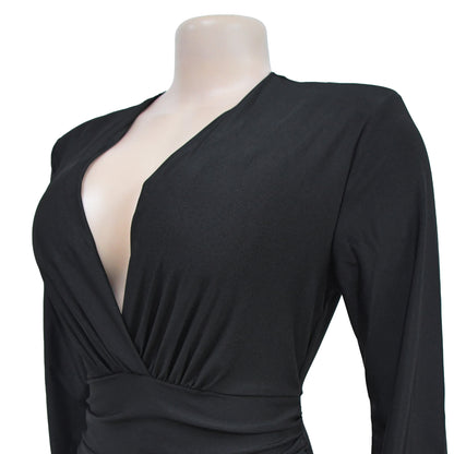 VNeck Maxi Dress for Parties and Clubs Long Sleeve Bodycon Dress Fashionable Outfit
