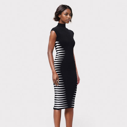 Sleek Black and White Striped Bodycon Dress for Women Summer Fashion Essentials