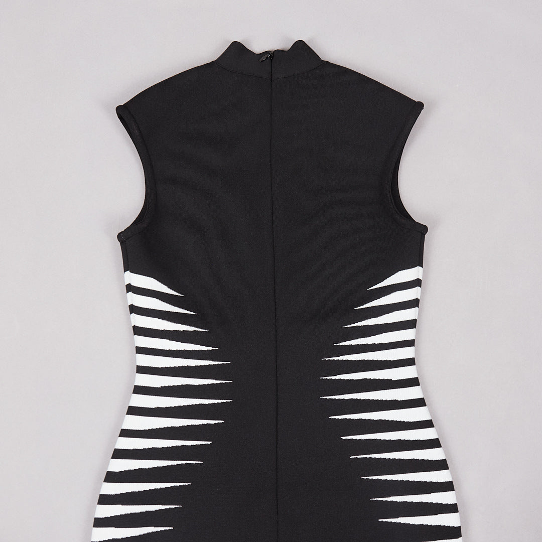 Sleek Black and White Striped Bodycon Dress for Women Summer Fashion Essentials