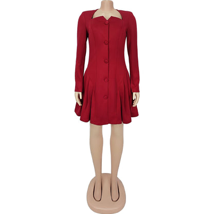Deep VNeck Mini Dress with Ruffled Sleeves Perfect for Spring and Fall Events