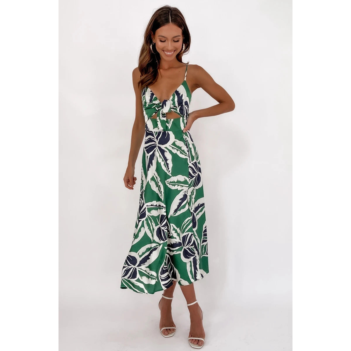 Tropical Floral Print Mini Dress Summer Vacation Style Womens Fashion Sundress