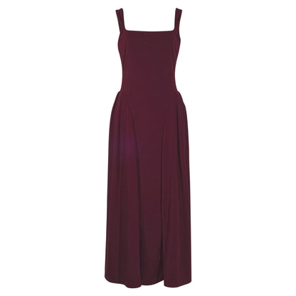 Maxi Dress with Square Collar ALine Silhouette for Women Stylish Spring Outfit