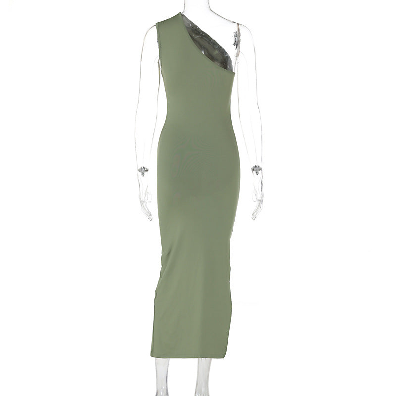 OneShoulder Maxi Dress Embrace Summer Style with a Bodycon Silhouette and Split Detail Formal Wear