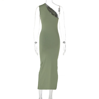 OneShoulder Maxi Dress Embrace Summer Style with a Bodycon Silhouette and Split Detail Formal Wear