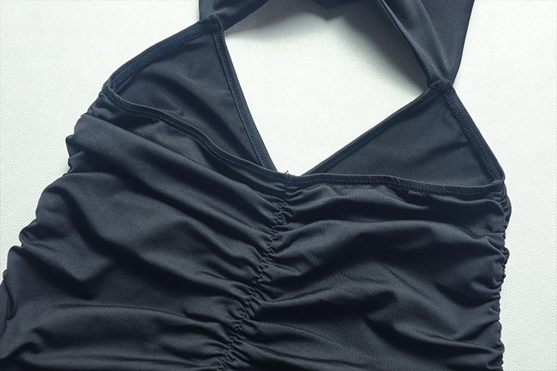 Sultry Halter Maxi Dress for Parties Backless Cutout Design Bodycon Evening Gown