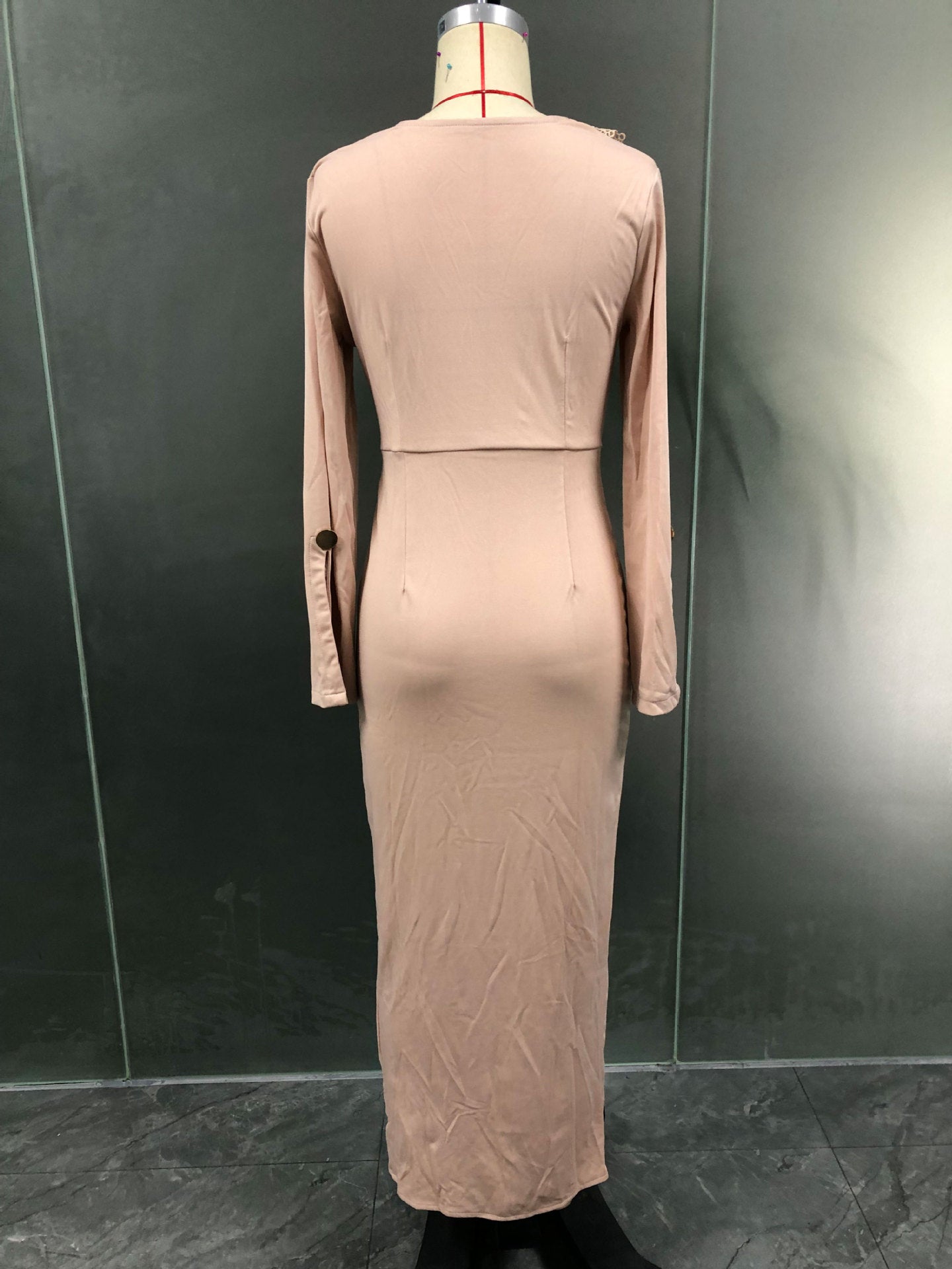 Spring Maxi Dress with Long Sleeves VNeck Design Perfect for Daily Wear and Effortless Style