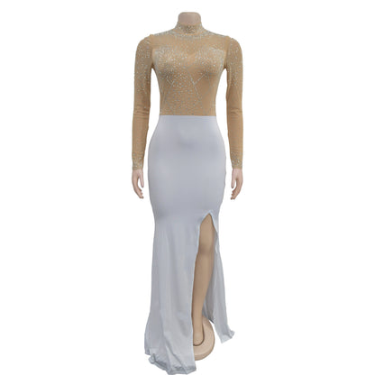 Stand Collar Maxi Dress for Parties Sexy Bodycon Dress Womens Fashion