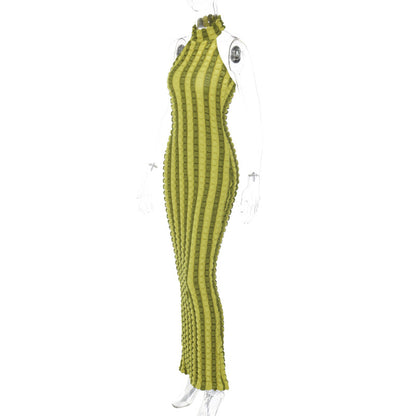 Sultry Striped Maxi Dress Backless Design for Women Summer Fashion Beach Party Outfits
