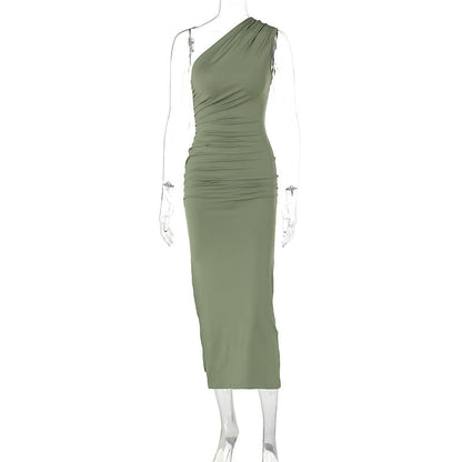 OneShoulder Maxi Dress Embrace Summer Style with a Bodycon Silhouette and Split Detail Formal Wear