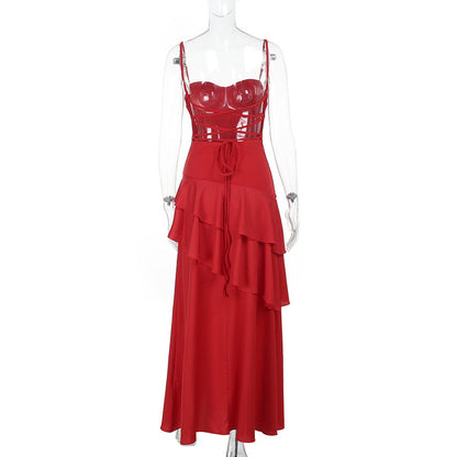 Backless Maxi Dress for Women Sleeveless ALine Design with Lace Up Details Summer Style