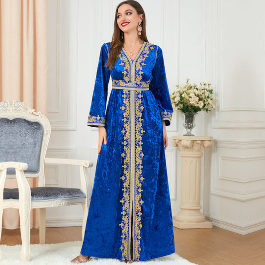 Velvet Maxi Dress with Long Sleeves Perfect for Autumn and Evening Events Fall Fashion
