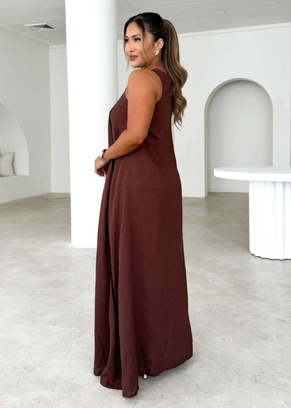 Sleeveless Maxi Dress for Summer Stripes Aline Flowy Style Daily Wear