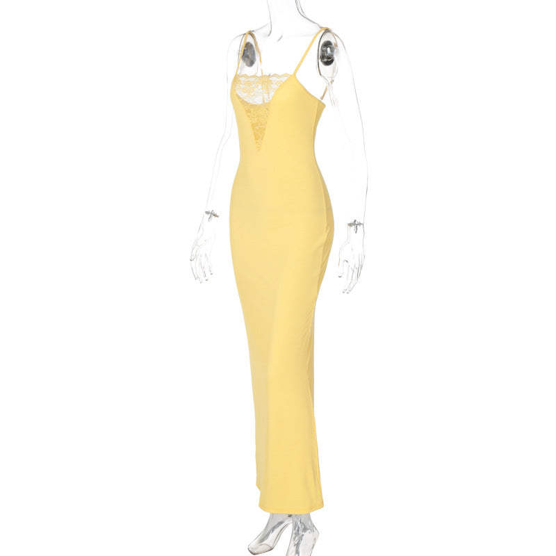 Sleek Maxi Dress with VNeck and Cutout Detail for Women Evening and Party Wear