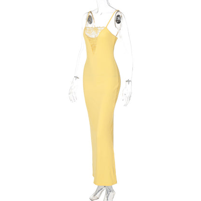 Sleek Maxi Dress with VNeck and Cutout Detail for Women Evening and Party Wear
