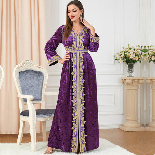 Velvet Maxi Dress with Long Sleeves Perfect for Autumn and Evening Events Fall Fashion