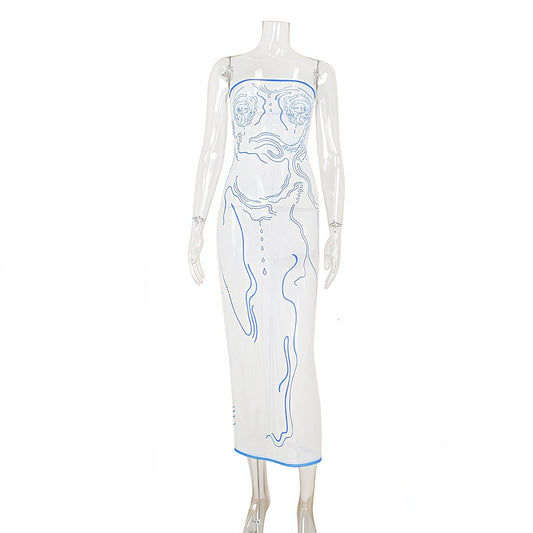 Floral Maxi Dress Chic Strapless Bodycon for Elegant Evenings and Special Events