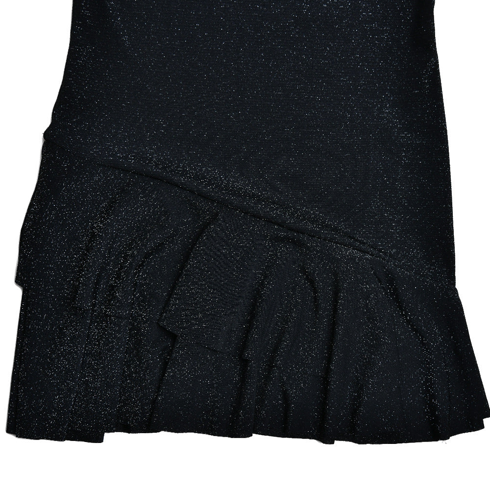 Sultry Bodycon Mini Dress with Flared Sleeves and a Plunging VNeck for Fall Evenings