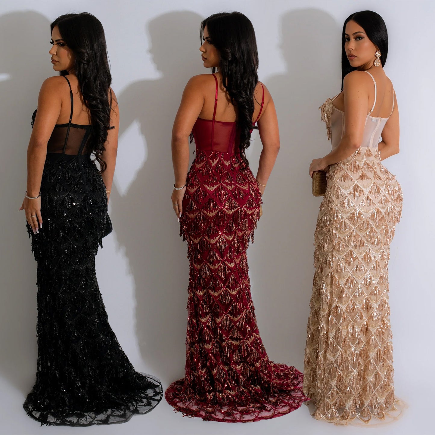 Sequin Maxi Dress for Parties Sexy Bodycon Dresses for Women Special Occasions