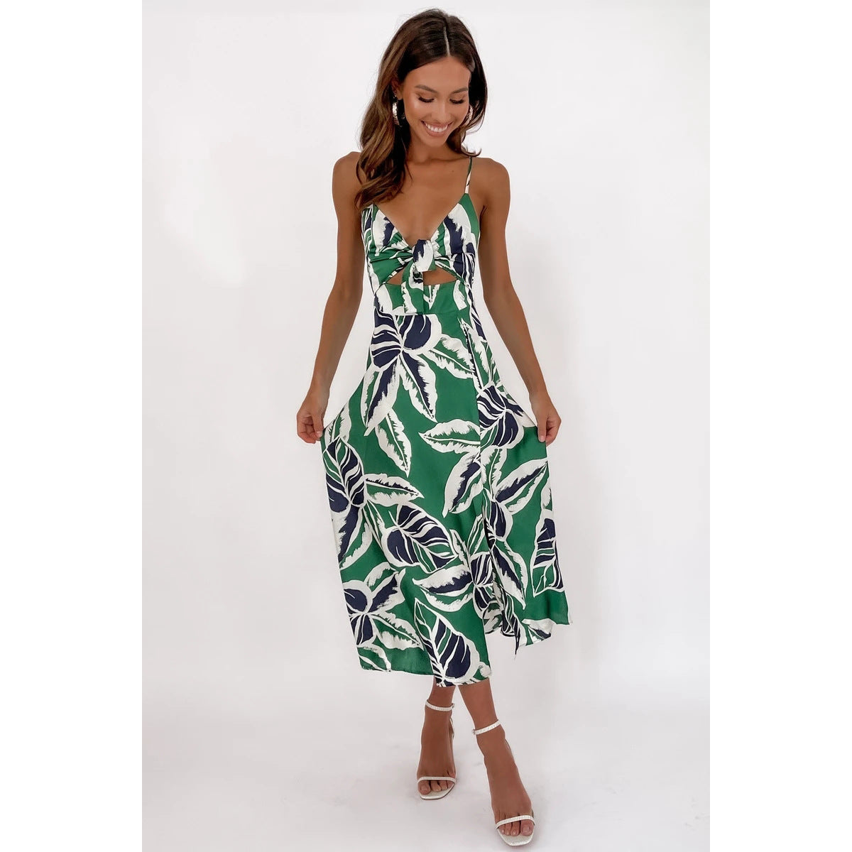 Tropical Floral Print Mini Dress Summer Vacation Style Womens Fashion Sundress