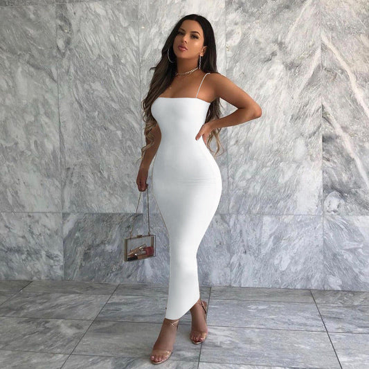 Sleek Maxi Dress Elegant Sleeveless Bodycon for Evening Events Formal Dresses Winter Fashion