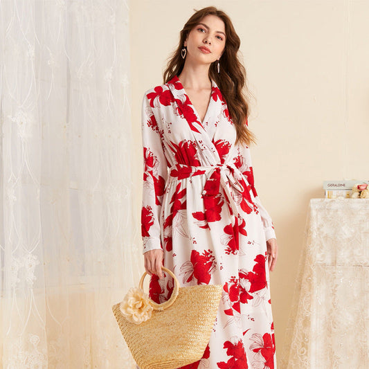 Floral Maxi Wrap Dress Long Sleeve Perfect Autumn Spring Outfit