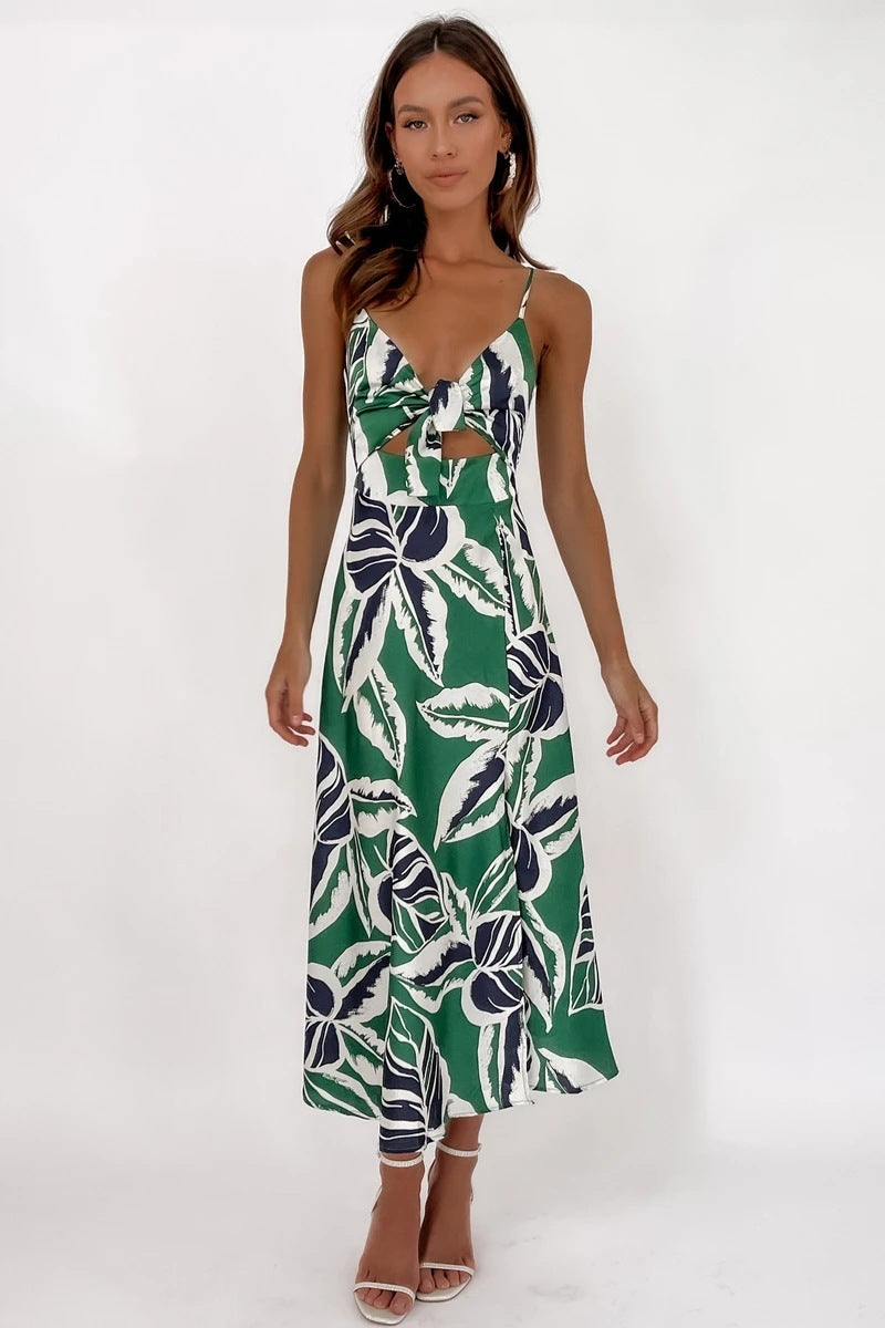 Tropical Floral Print Mini Dress Summer Vacation Style Womens Fashion Sundress