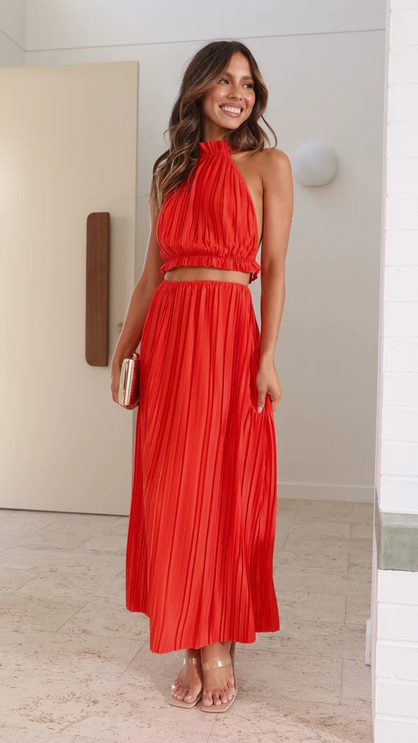 Halter Backless Maxi Dress in Vibrant Colors Perfect for Summer Parties