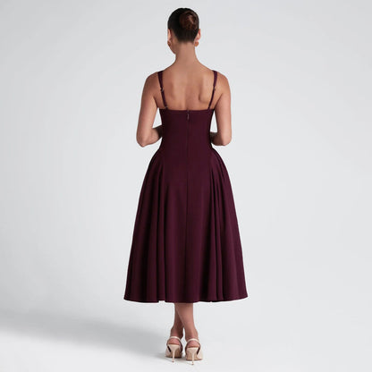 Maxi Dress with Square Collar ALine Silhouette for Women Stylish Spring Outfit