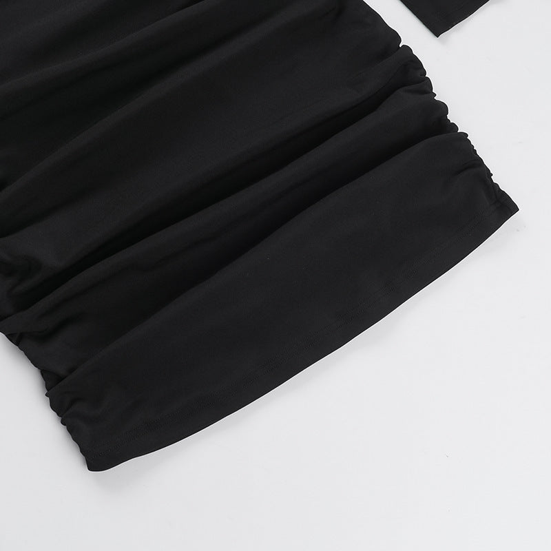 Mesh Panel Mini Dress with Long Sleeves for Women Bodycon Party Dresses